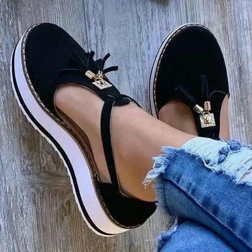 Damen Halbschuhe mit modischen Quasten und rutschfester Sohle Drune