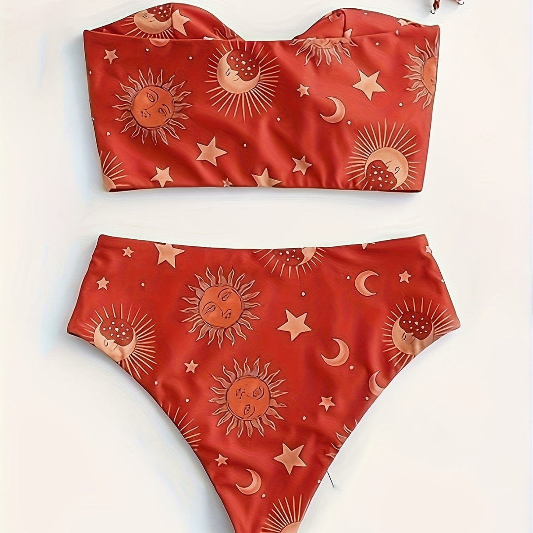 Damen Bikiniset mit strukturiertem Oberteil und hoch geschnittenem Hosenrock Drune