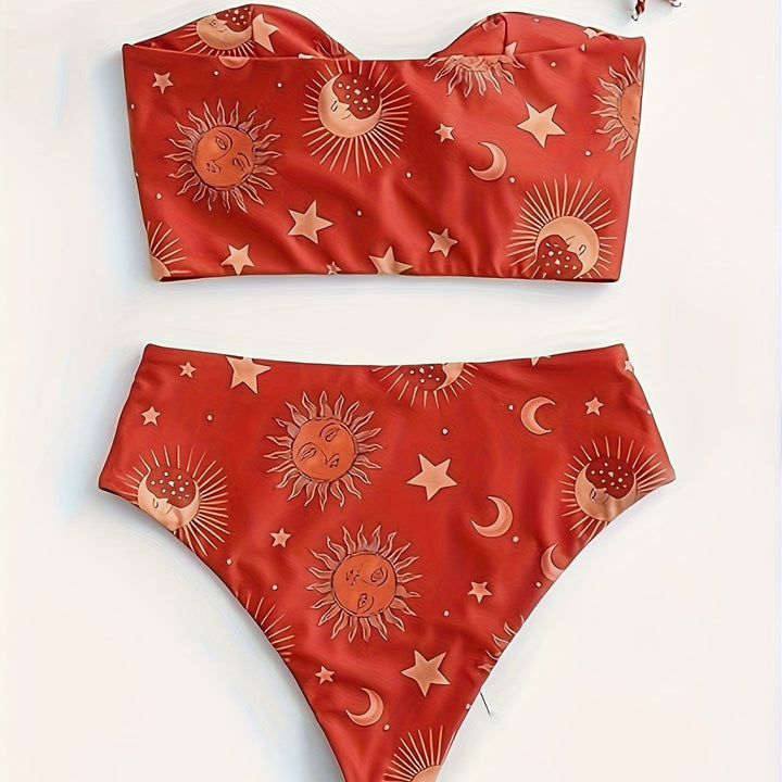 Damen Bikiniset mit strukturiertem Oberteil und hoch geschnittenem Hosenrock Drune