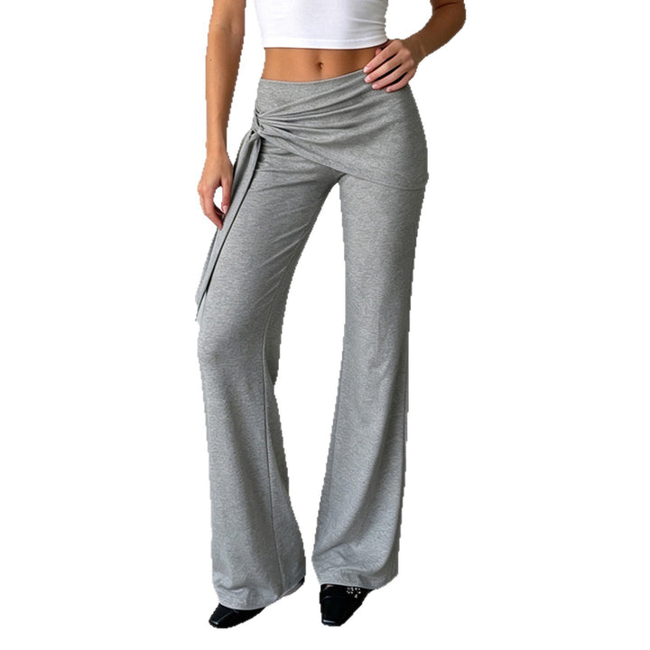 Damen Flair-Loungehose mit Wickelbund, Bindeschal und weitem Schlag Drune