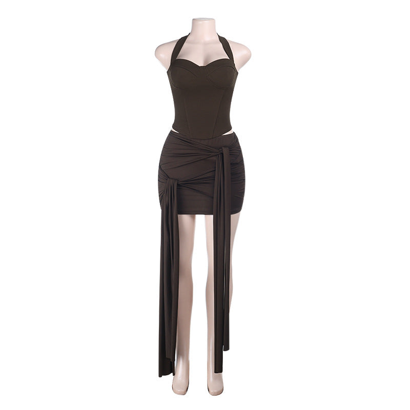Damen Bodycon Kleid mit asymmetrischer Drapierung Drune