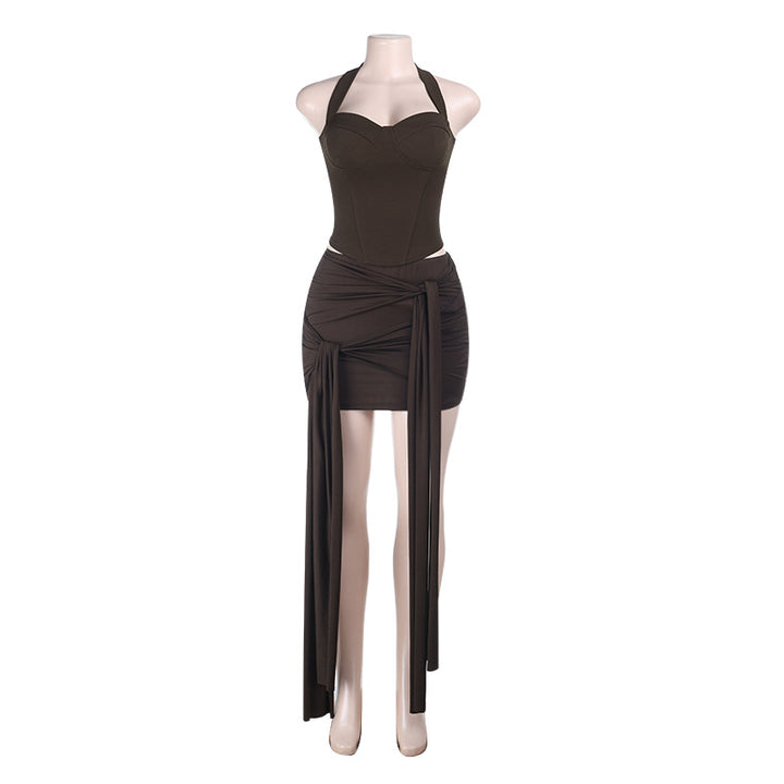 Damen Bodycon Kleid mit asymmetrischer Drapierung Drune