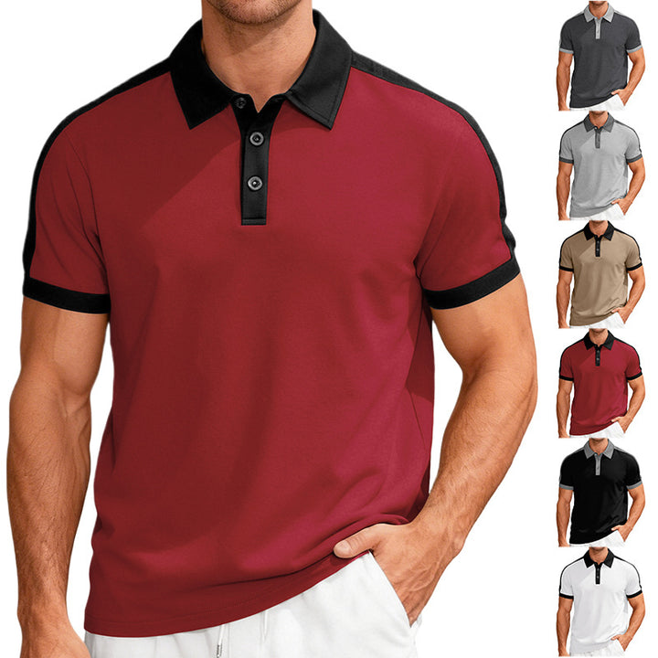 Herren nan Premium-Polo im Retro-Kontrastlook mit Hemdkragen und Dreiknopfleiste Drune