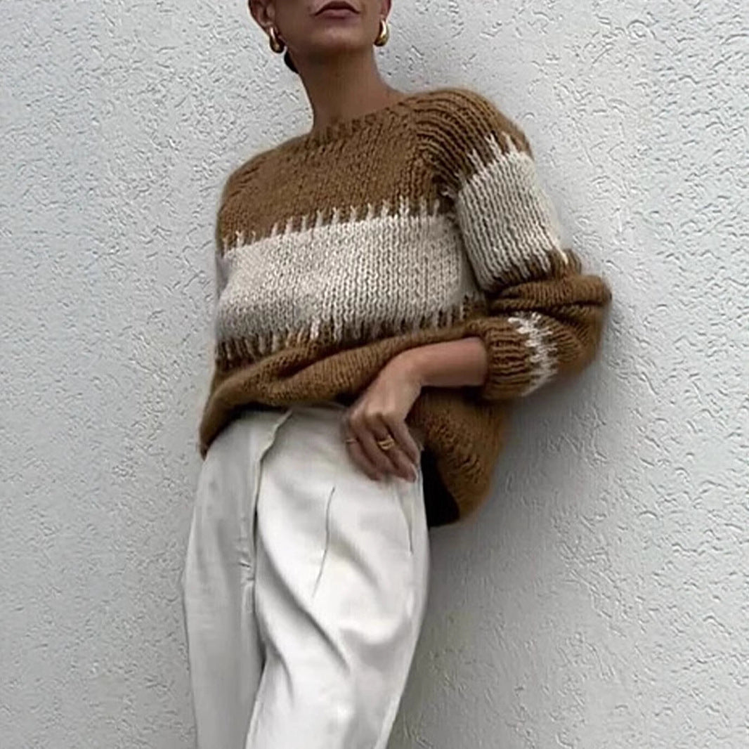 Damen gestrickter Oversized Pullover Drune