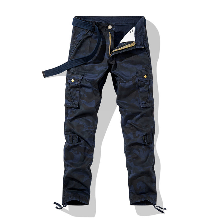 Herren Cargohose im Slim-Fit mit verstärkten Knien Multifachtaschen und Stoffgürtel Drune