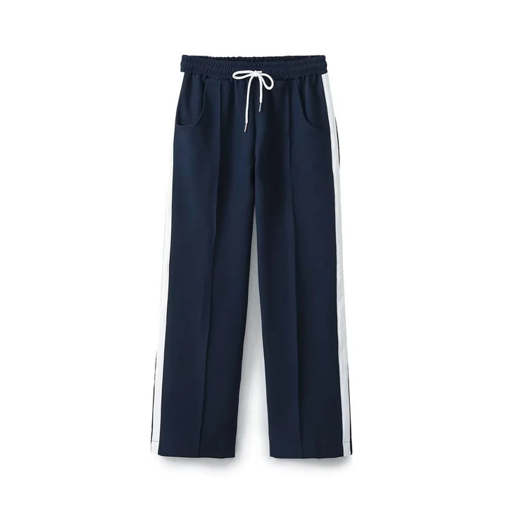 Damen nan lässige Trackpants mit geradem Bein elastischem Komfortbund Tunnelzug und seitlichen Kontraststreifen Drune
