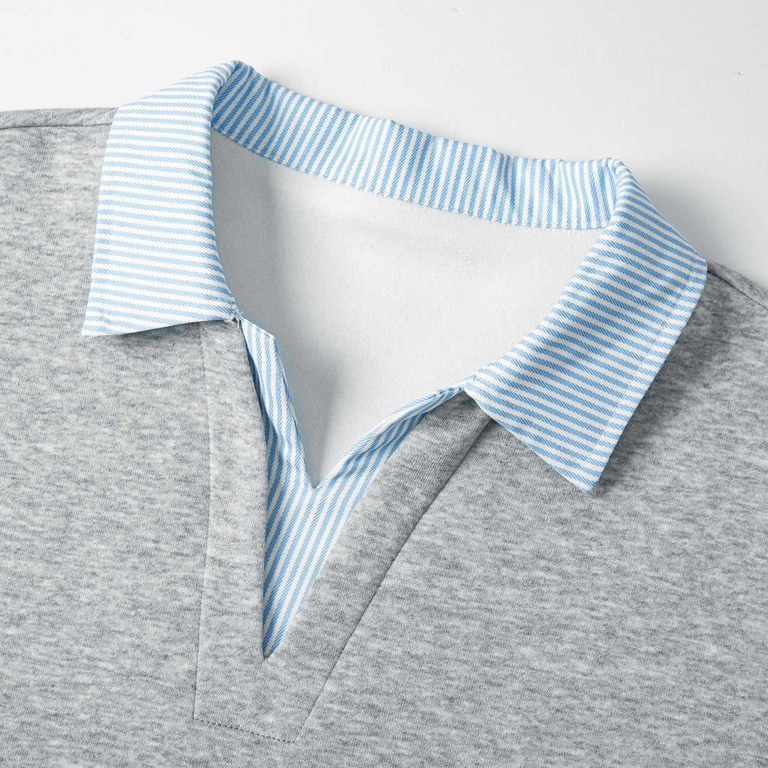 Unisex Oversize-Sweatshirt mit eingearbeitetem Hemdkragen und V-Ausschnitt-Detail Drune