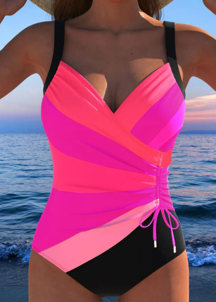 Damen Sportlicher Badeanzug mit modischem Farbmix und verstellbarem Schnitt Drune