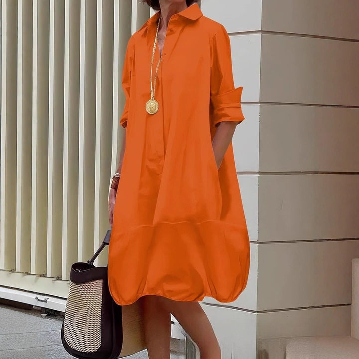 Damen Lässiges Hemdblusenkleid mit weit geschnittenem Saum Drune
