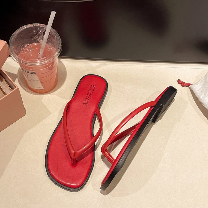 Damen modische Flip-Flops mit komfortablem Fußbett und raffiniertem Riemen Drune