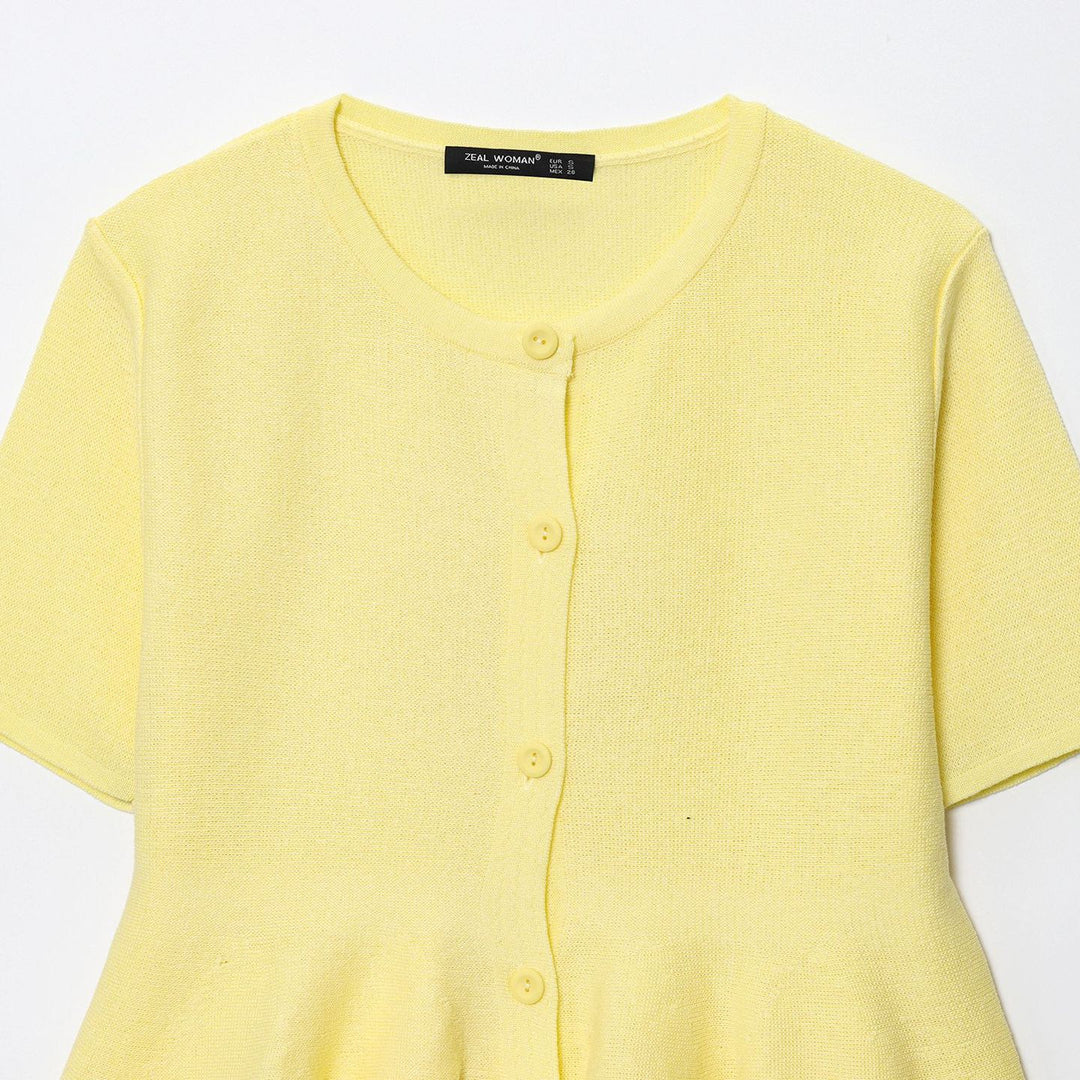 Damen modische Strickjacke mit fließendem Schnitt und Zierknöpfen Drune