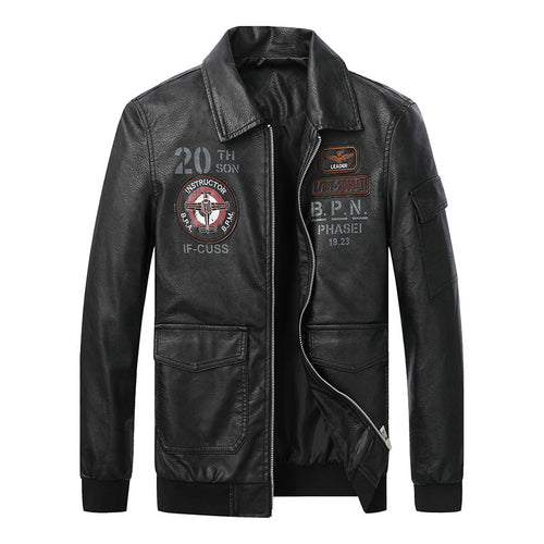 Herren Pilotenblouson im Vintage-Lederlook mit Patch‑Applikationen, Pattentaschen und Ärmel‑Utilityfach Drune
