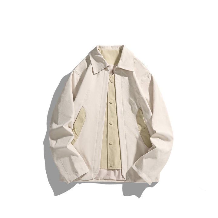 Herren leichte Freizeitjacke mit Hemdkragen, Druckknopfleiste und verdeckten Nahttaschen Drune