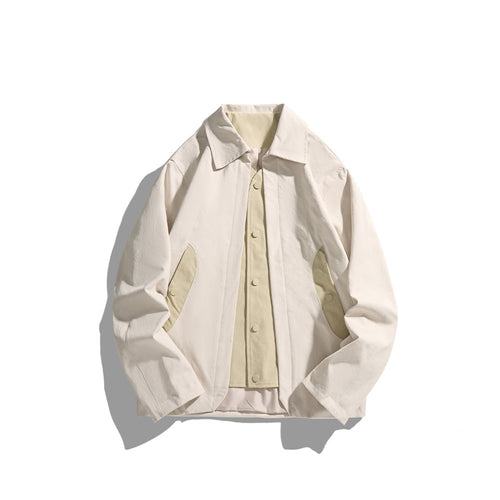 Herren leichte Freizeitjacke mit Hemdkragen, Druckknopfleiste und verdeckten Nahttaschen Drune
