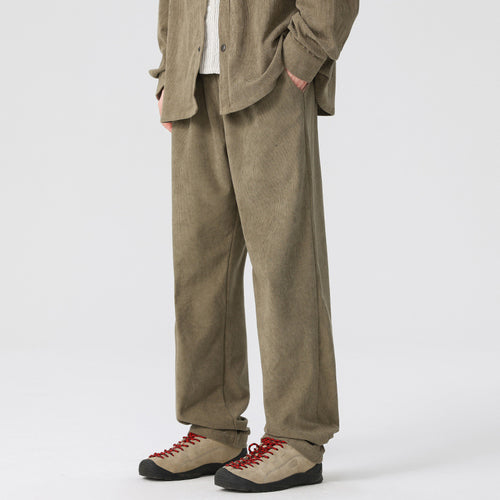 Damen Cordhose mit weitem Bein, elastischem Bund und Kordelzug Drune