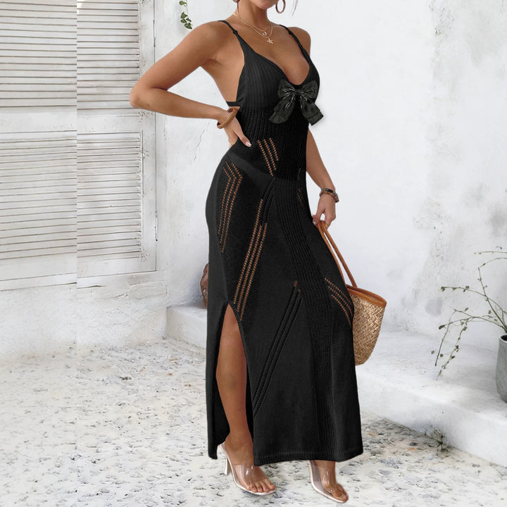 Damen HäkelMaxikleid mit eleganter Schleifenapplikation Drune