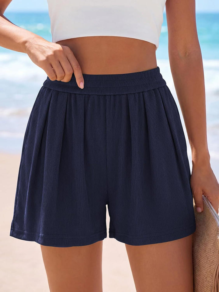 Damen Legere Freizeitshorts mit elastischem Bund und Falten Drune