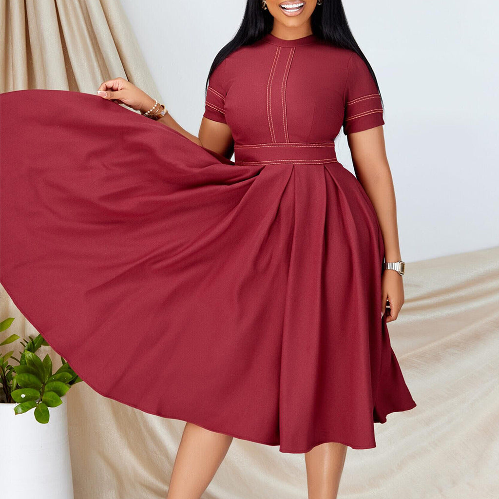 Damen Edles Midikleid mit feinster Taillierung und schwingendem Rock Drune