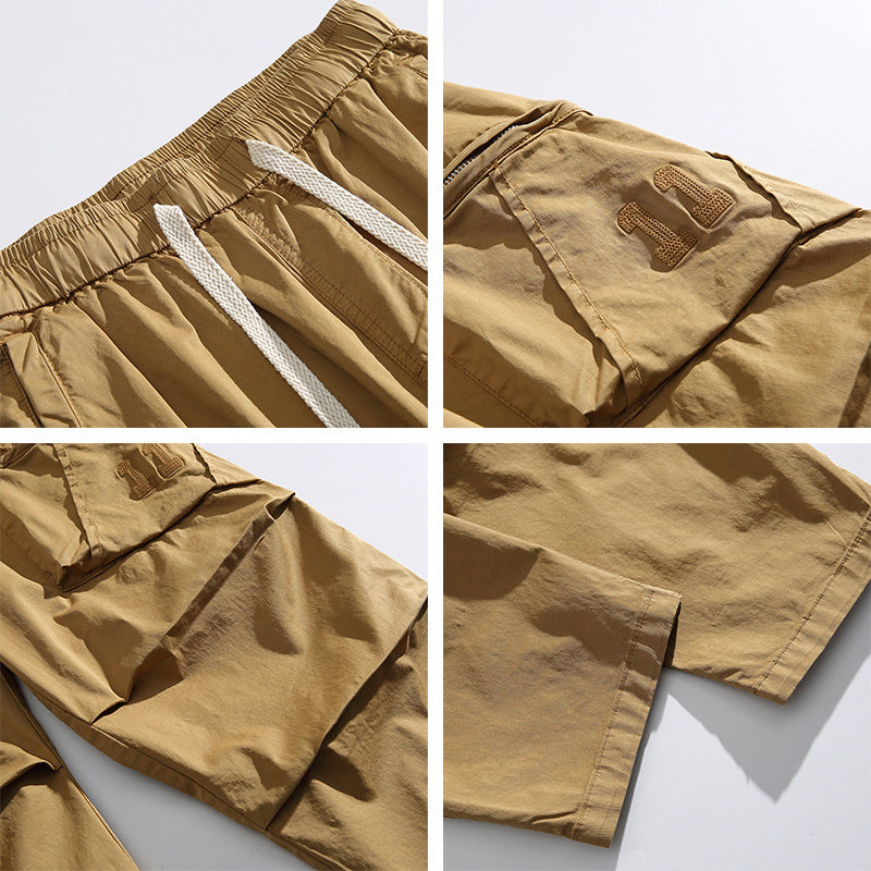 Herren Locker geschnittene Cargo-Hose mit elastischem Tunnelzugbund, Kordelzug und großen Utility-Taschen Drune