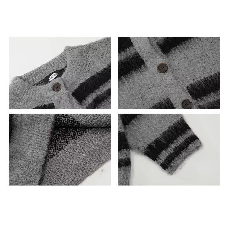 Damen Kuschelige Strickjacke mit Streifen Drune