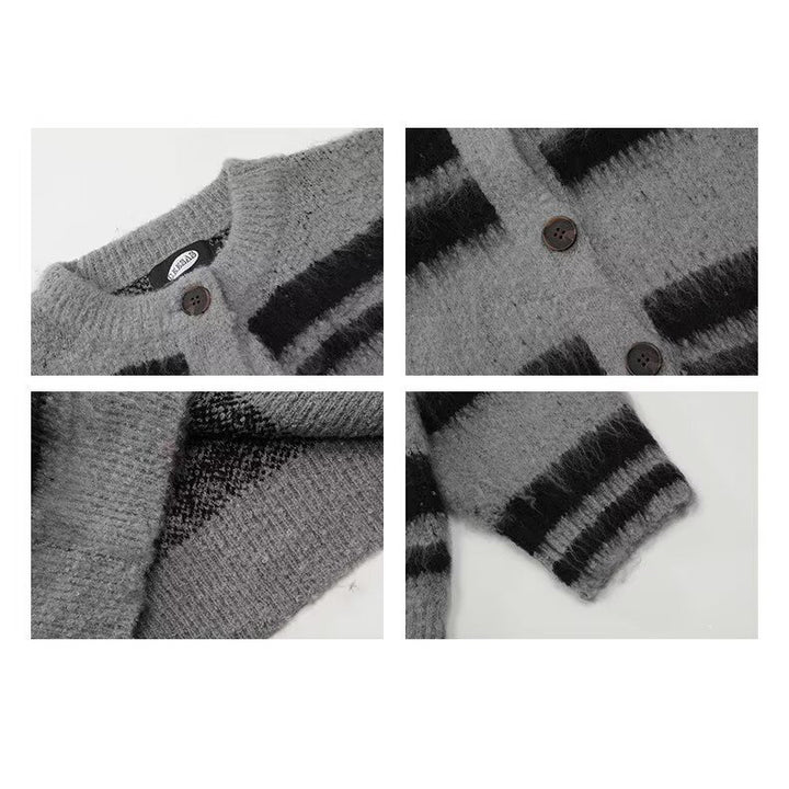 Damen Kuschelige Strickjacke mit Streifen Drune