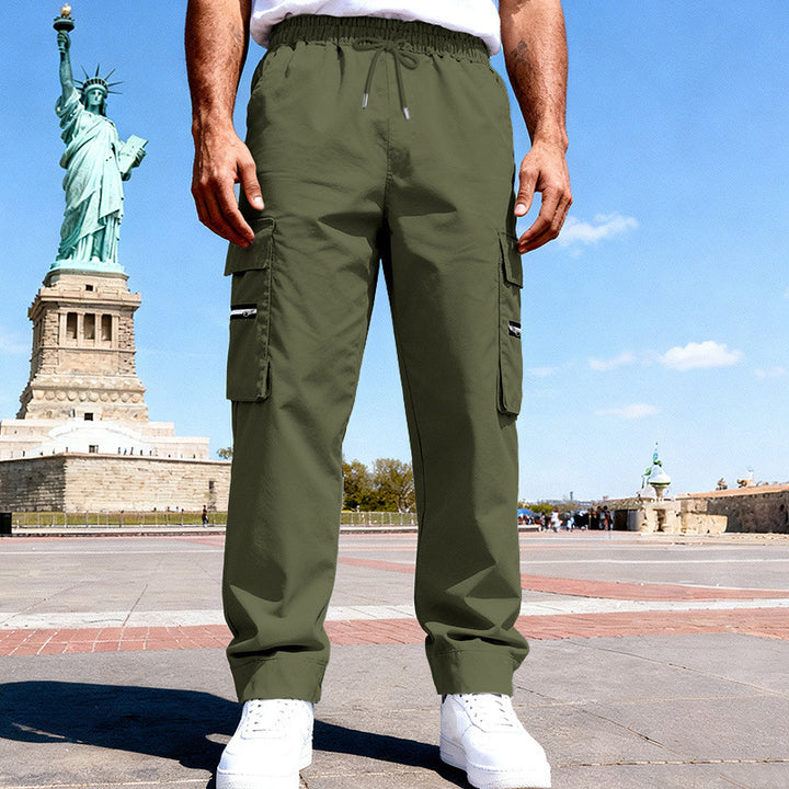 Herren Cargo-Freizeithose mit elastischem Bund, Tunnelzug & Zip-Taschen Drune