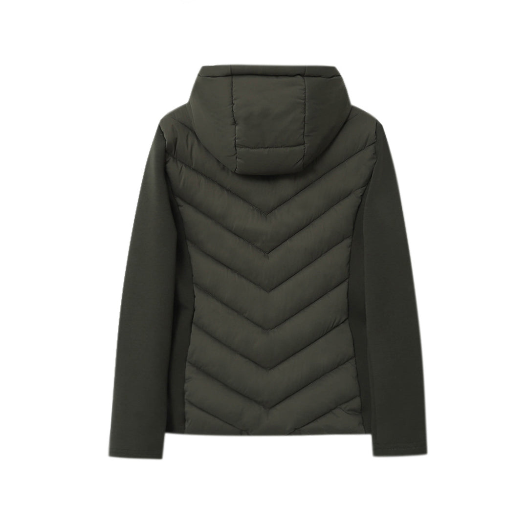 Damen nan gesteppte Hybridjacke mit Kapuze, chevron-Steppung und elastischen Softshellärmeln Drune