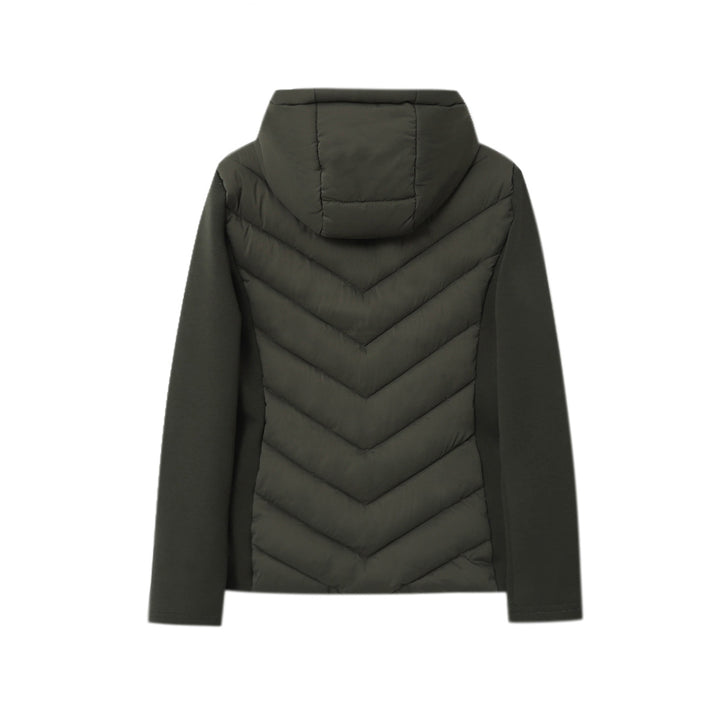 Damen nan gesteppte Hybridjacke mit Kapuze, chevron-Steppung und elastischen Softshellärmeln Drune
