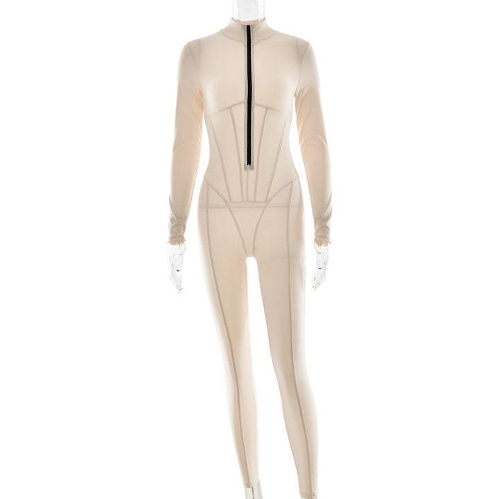 Damen Sportlicher Langarmanzug mit hochwertigem Reißverschluss und figurformendem Design Drune