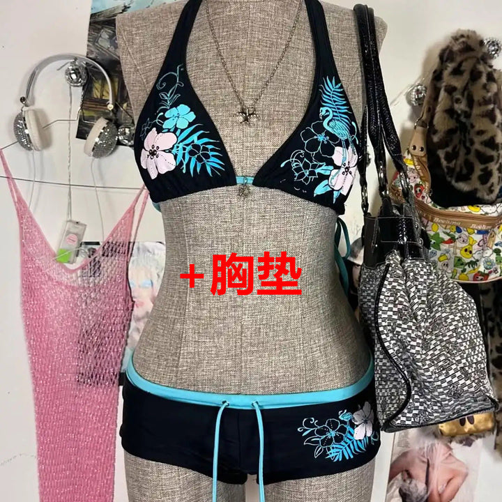 Damen-Bikini-Set mit floralem Design und verstellbaren Trägern Drune