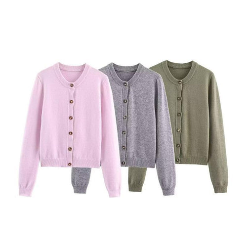 Damen weicher Strickcardigan mit Knopfverschluss und eleganten Rippabschlüssen Drune
