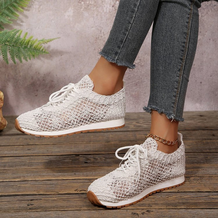 Damen  gestrickte Slip-On Plateau-Sneaker mit atmungsaktivem Obermaterial und gepolstertem Komfortfußbett Drune