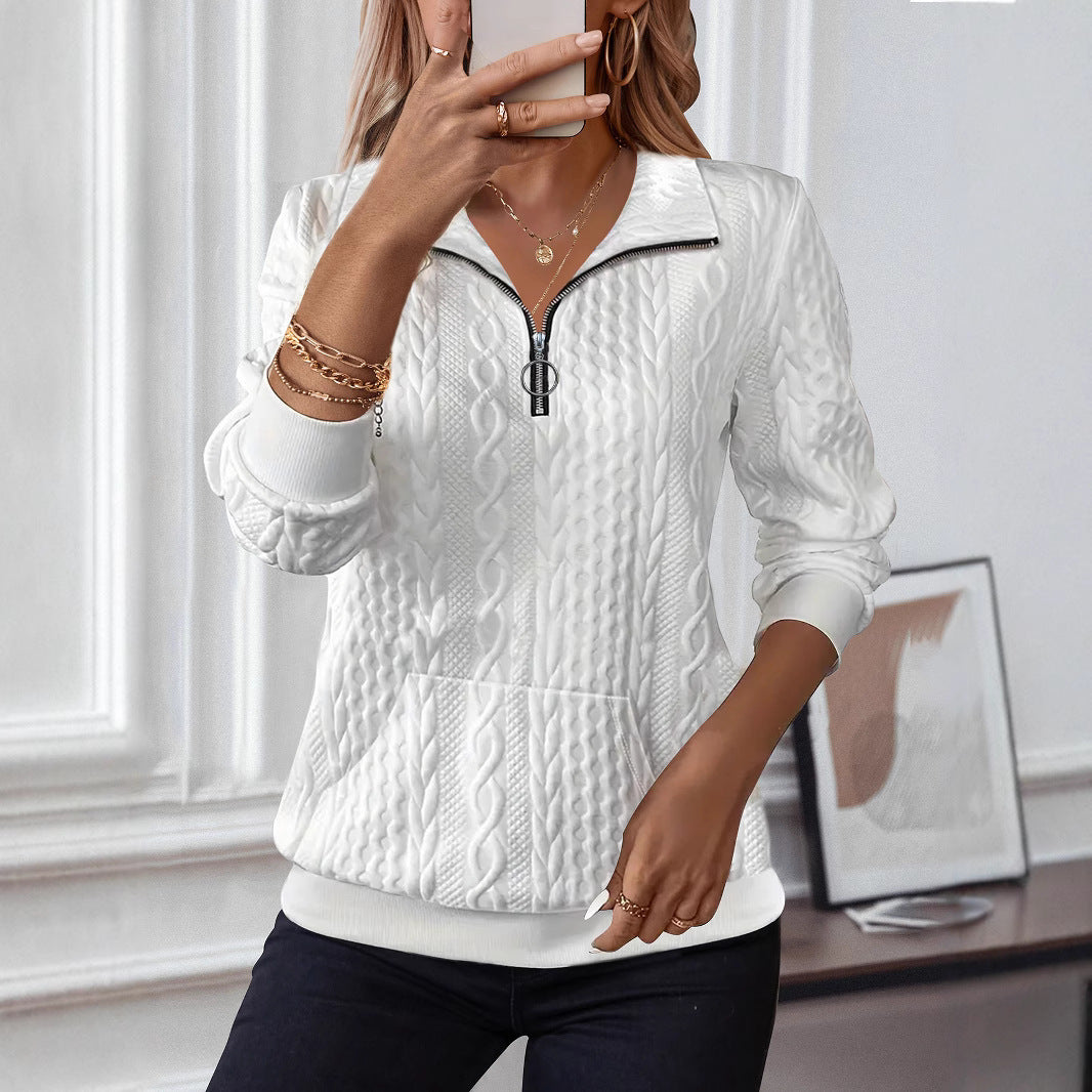 Damen Strickpullover mit Reißverschluss Drune