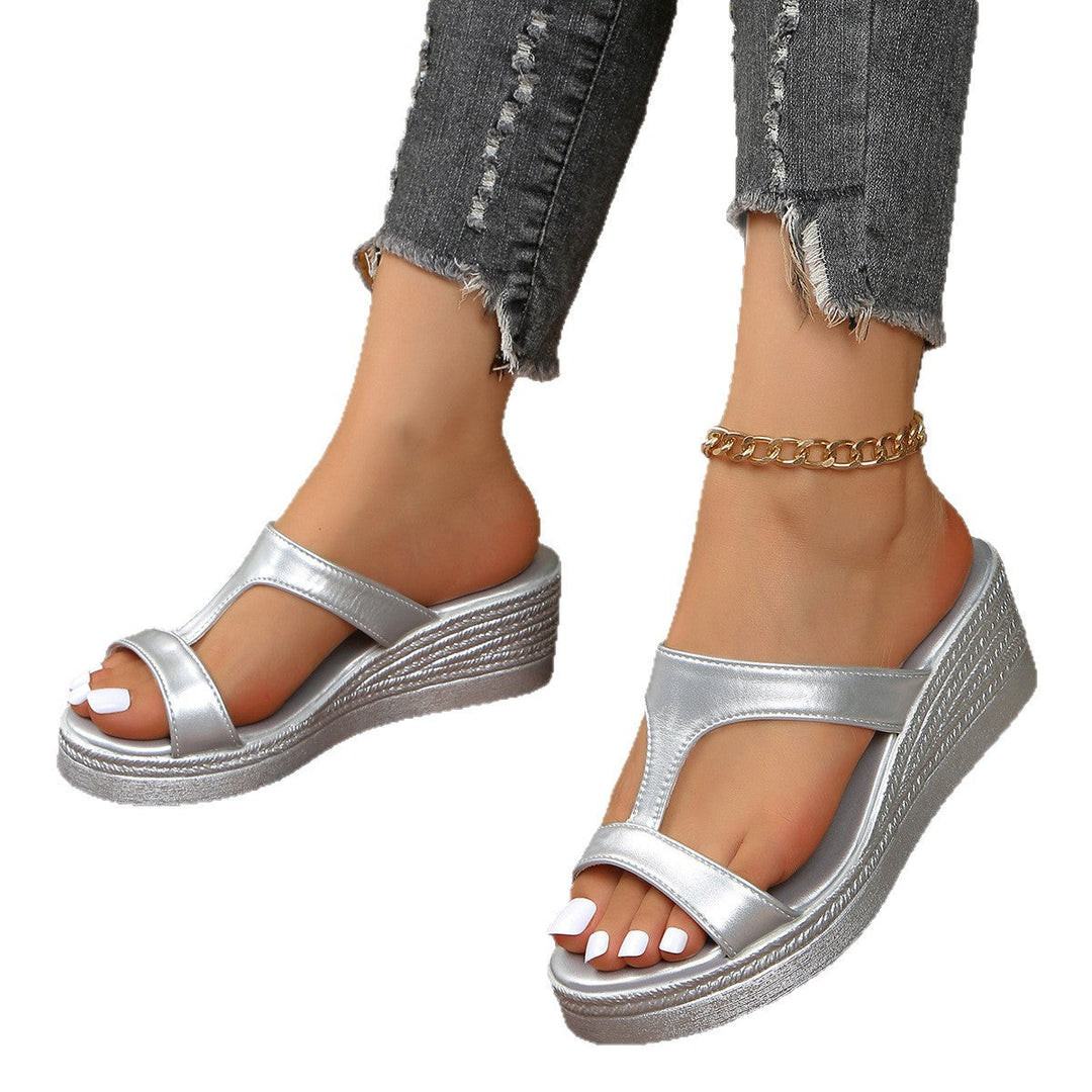 Damen modische Wedge-Pantoletten mit eleganten Riemen und komfortablem Fußbett Drune