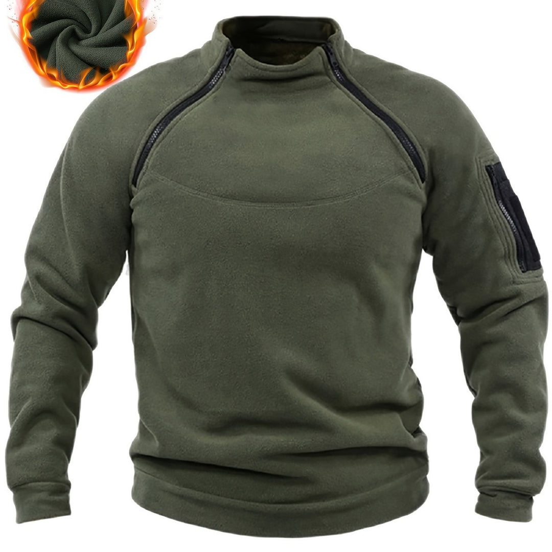 Herren Thermo-Fleecepullover mit Schulterreißverschlüssen, Stehkragen & Ärmel‑Utilitytasche Drune