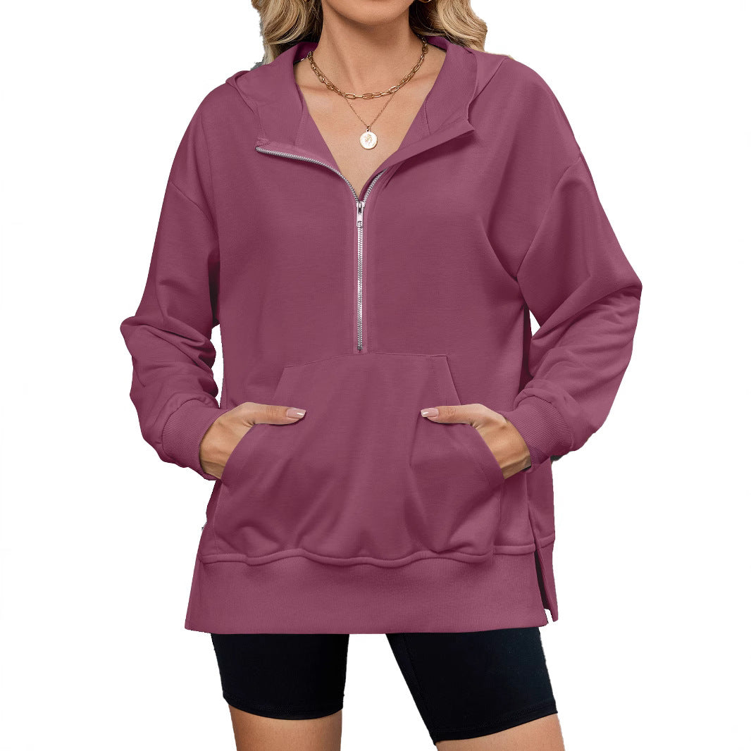 Damen Kapuzenpullover mit durchgehendem Reißverschluss und Taschen Drune