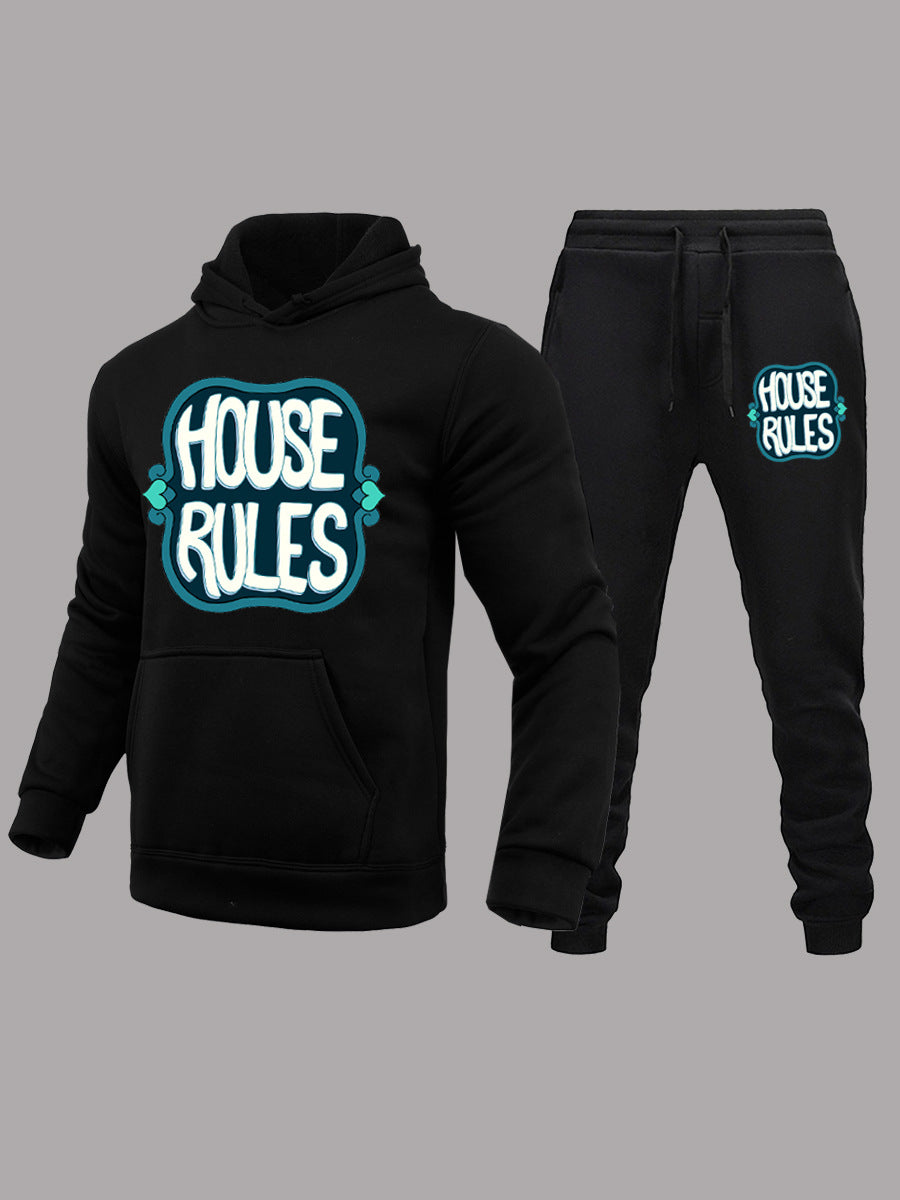 Herren Sportliches Hoodie- und Jogginghose-Set mit dynamischem Schriftzug Drune