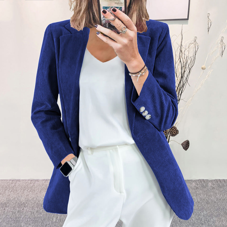 Damen Cordblazer im Oversized-Schnitt mit Revers und Schmuckknöpfen Drune