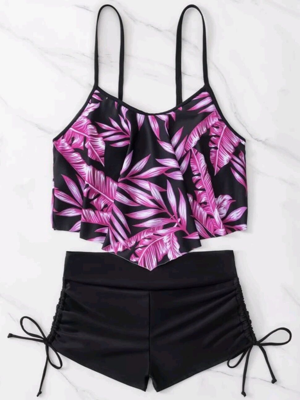 Damen Sportliches Tankini-Set mit Raffungen und verstellbaren Trägern Drune
