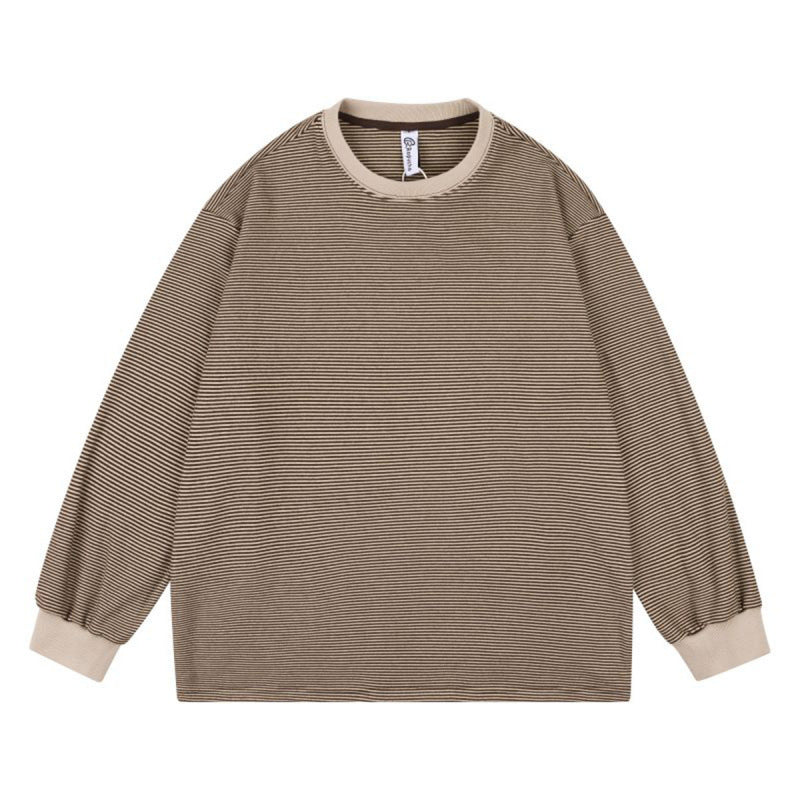 Unisex Weites gestreiftes Longsleeve im Oversize-Schnitt mit Rippbündchen Drune