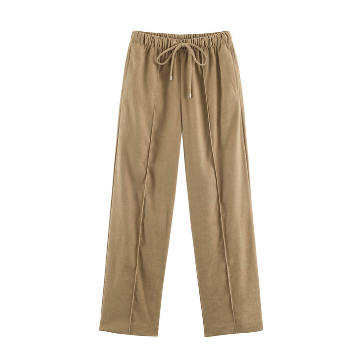 Damen Weite Velours‑Hose mit elastischem Tunnelzugbund und Bügelfalte Drune