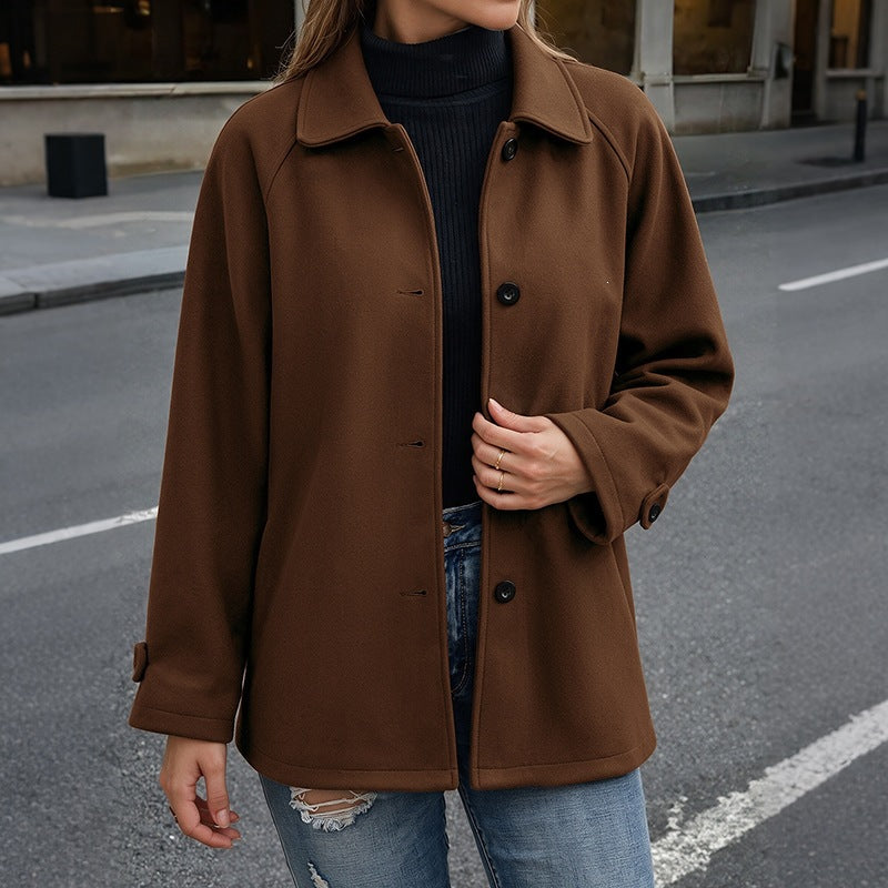 Damen Kurzmantel aus Wollmix mit Hemdkragen und geradem Schnitt Drune