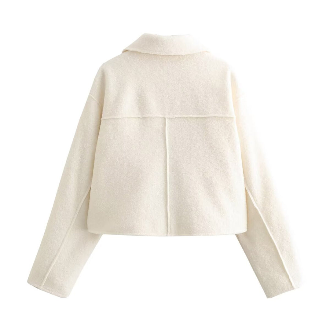 Damen nan kurzes Cropped Overshirt mit großflächigen Pattentaschen und durchgehendem Reißverschluss Drune