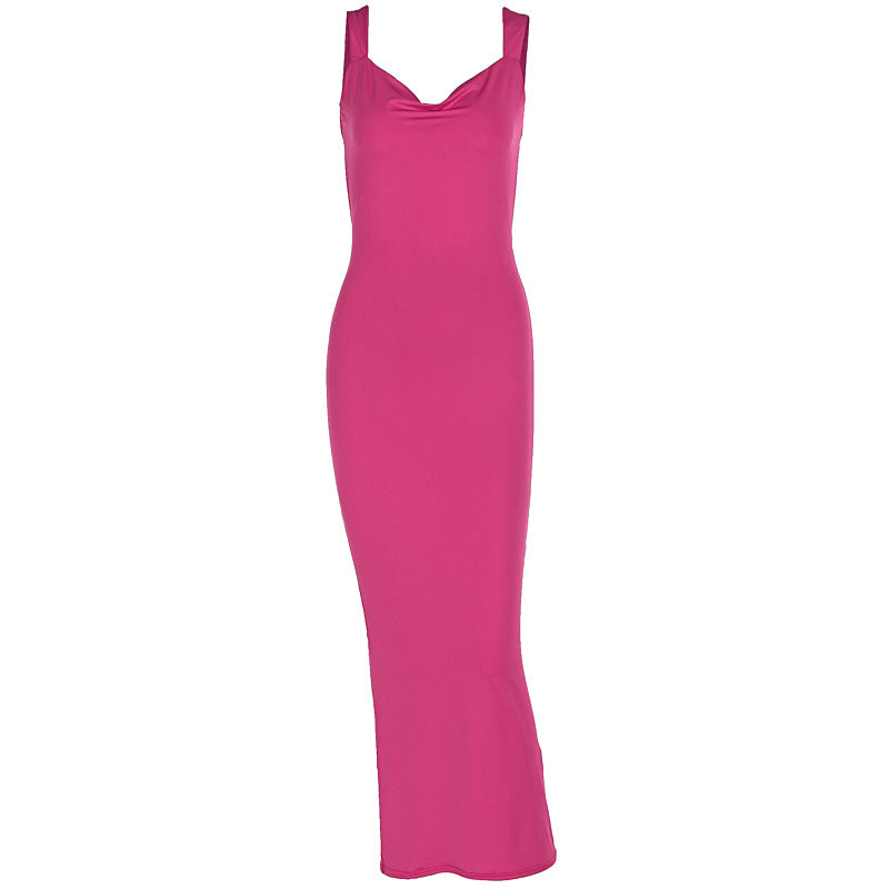 Damen Elegantes Maxikleid mit tiefem Ausschnitt und hochwertigem Stoff Drune