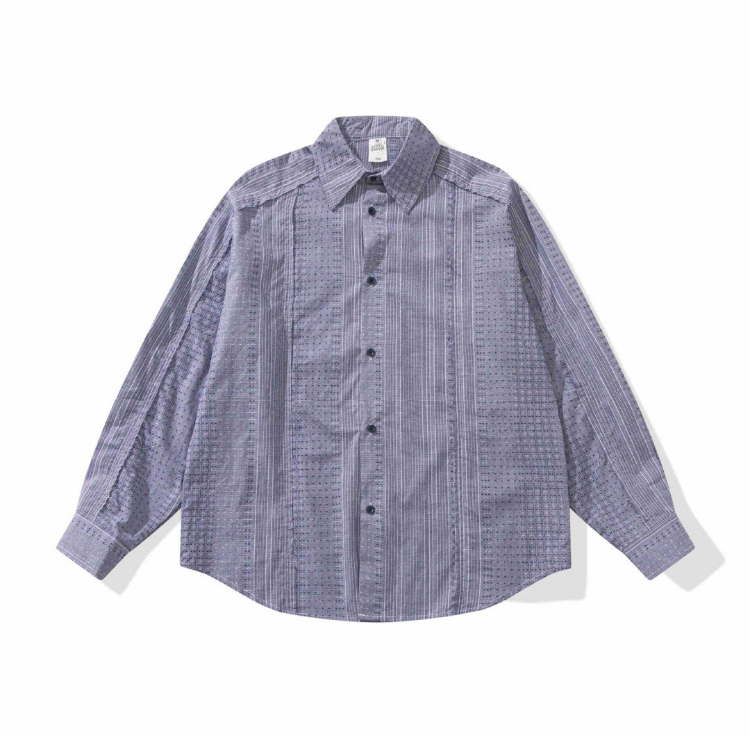 Damen Strukturierte Oversize‑Hemdbluse mit feiner Stickerei und Streifenstruktur Drune