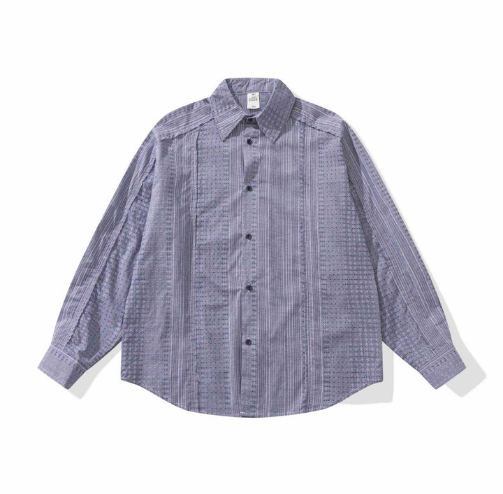 Damen Strukturierte Oversize‑Hemdbluse mit feiner Stickerei und Streifenstruktur Drune