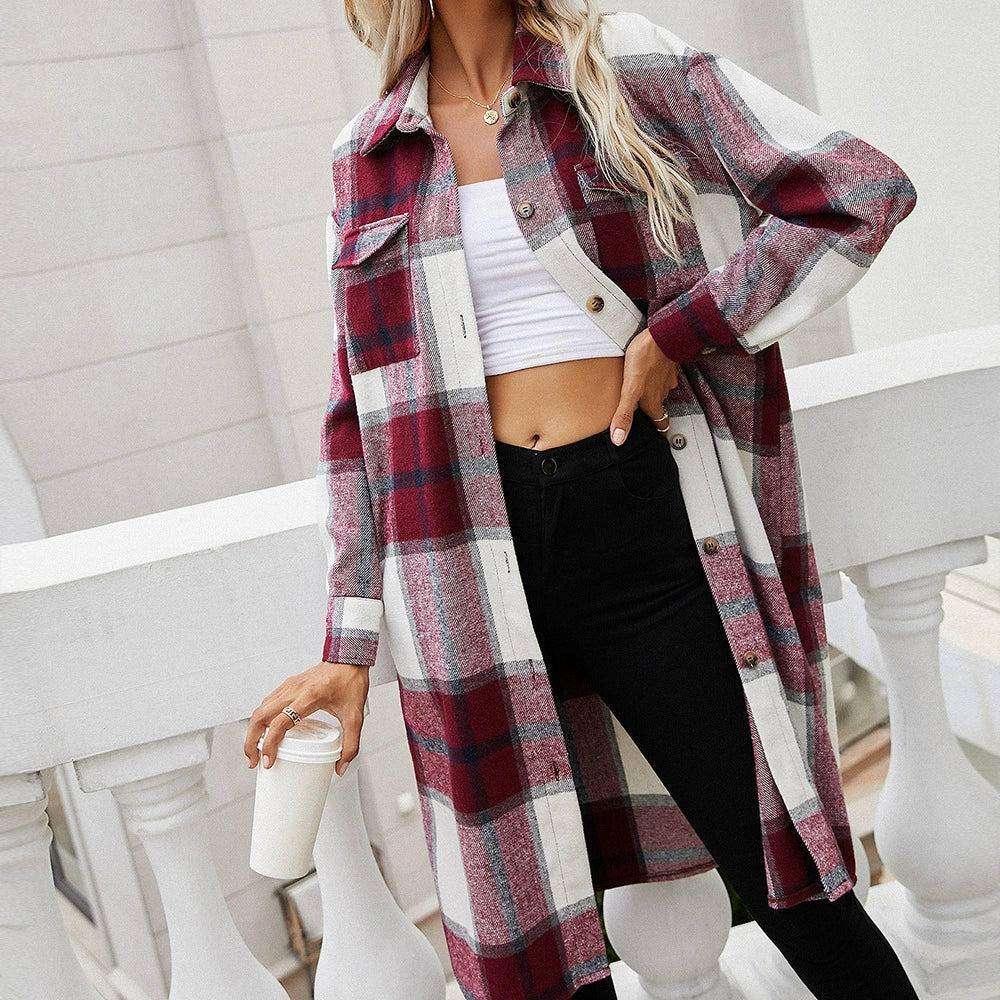 Drune | Damen-Shirtjacke – Oversized-Passform – Karomuster – Mittel Länge – Weicher Gewebter Stoff