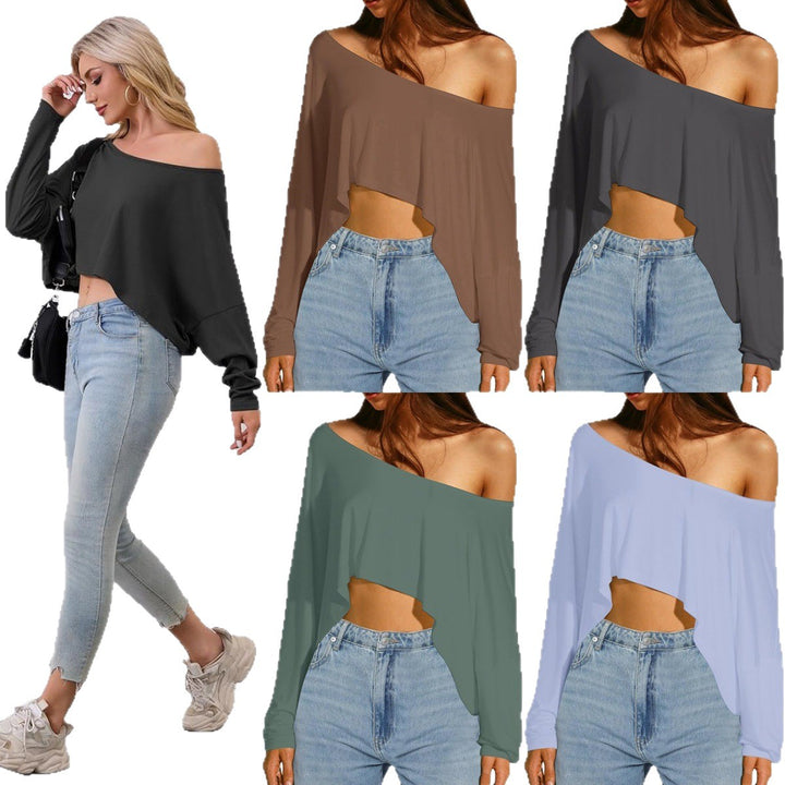 Damen lässiges One-Shoulder-Oberteil mit asymmetrischem Schnitt und weitem Design Drune