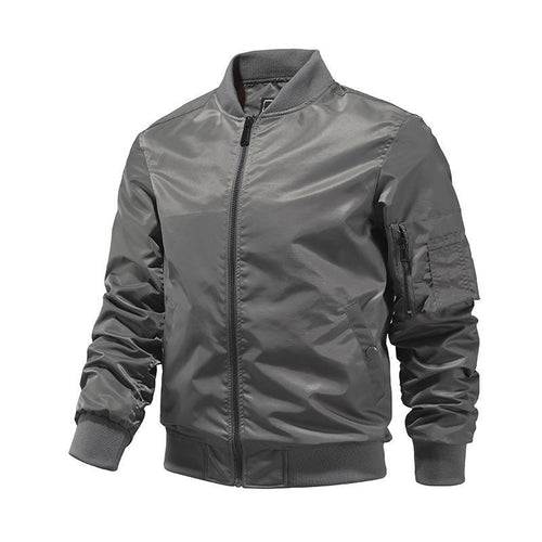 Herren Windabweisende Nylon-Bomberjacke mit Reißverschluss-Ärmeltasche und gerippten Bündchen Drune