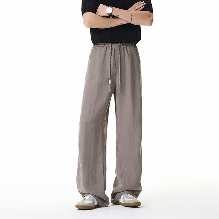 Damen Weite Leinen-Ballonhose mit Tunnelzugbund und Seitentaschen Drune